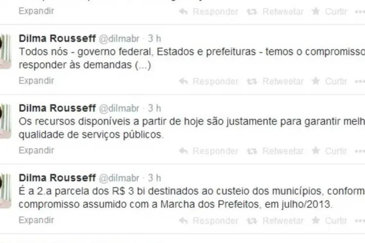 Governo libera R$ 1,5 bilhão para custeio de municípios (Reprodução/Twitter/dilmabr)