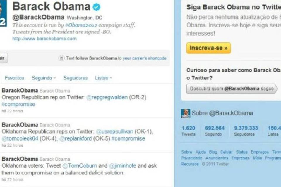 Obama perde 36 mil seguidores no Twitter em meio à crise da dívida