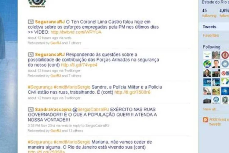 O Twitter foi a principal plataforma escolhida pela Secretaria de Segurança do Rio de Janeiro (Reprodução)