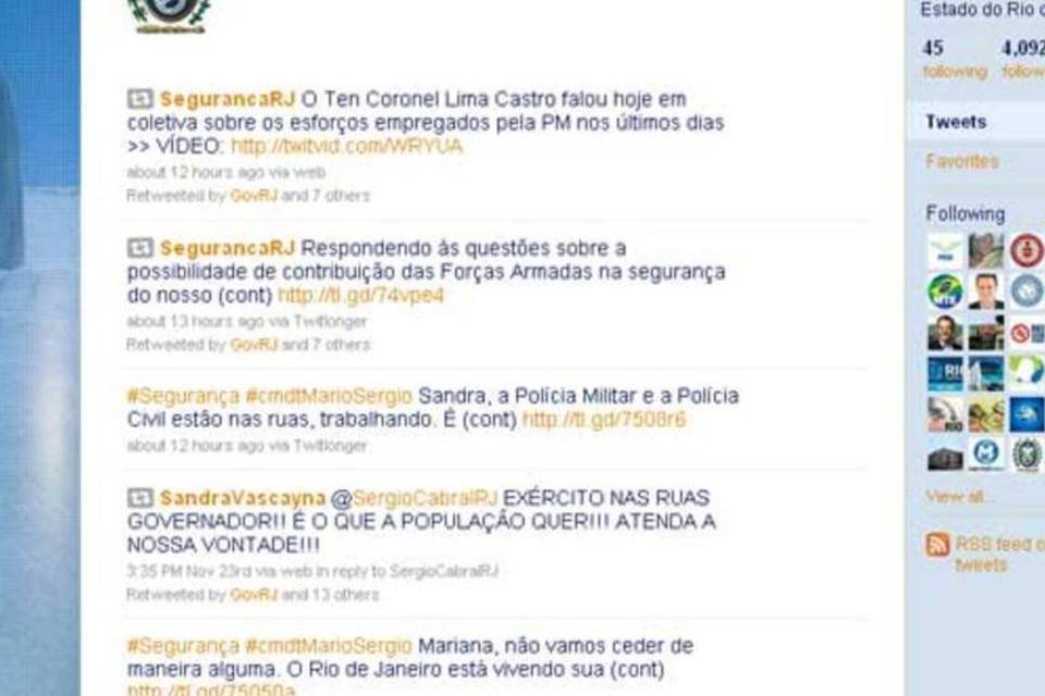 Contra boatos, governo do RJ usa Twitter