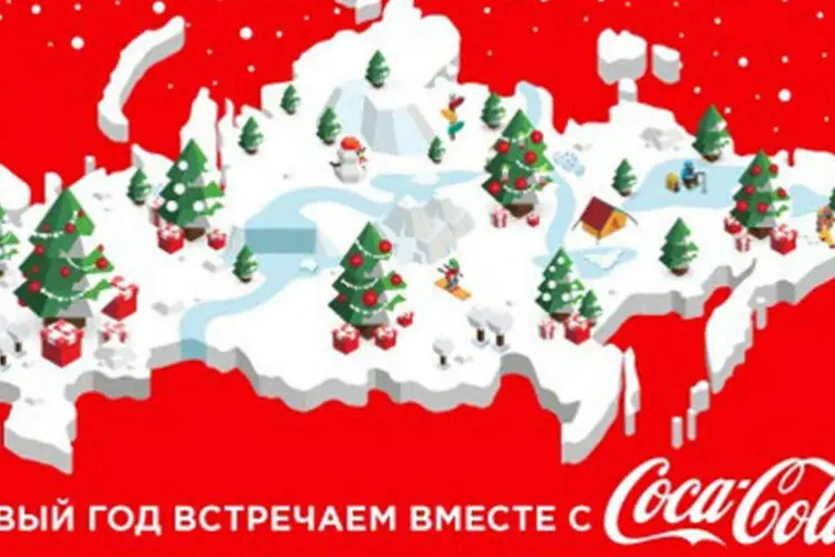 
	Campanha da Coca-Cola na Ucr&acirc;nia e na R&uacute;ssia: mapa russo com Crimeia irritou ucranianos
 (Reprodução)