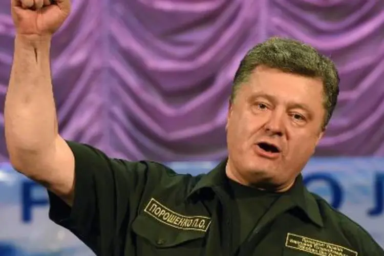 O presidente da Ucrânia, Petro Poroshenko: "70% das forças russas se retiraram" (Philippe Desmazes/AFP)