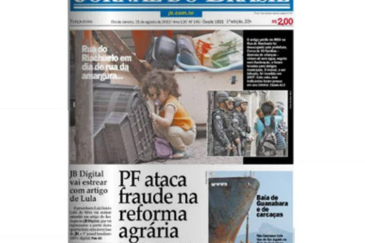 Última capa da versão impressa do `Jornal do Brasil´