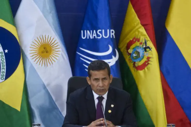 
	Presidente peruano Ollanta Humala em coletiva de imprensa da Unasul em Lima
 (AFP / Ernesto Benavides)