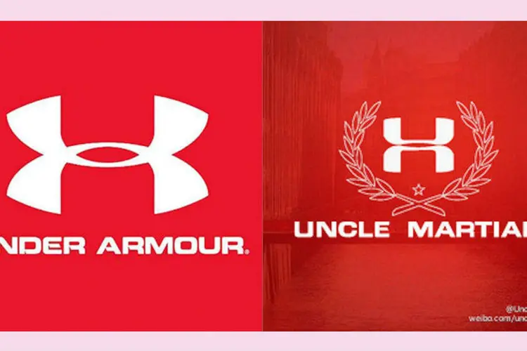 Logo da Under Armour e logo da Uncle Martian: uma semelhança sem coincidência (Reprodução)