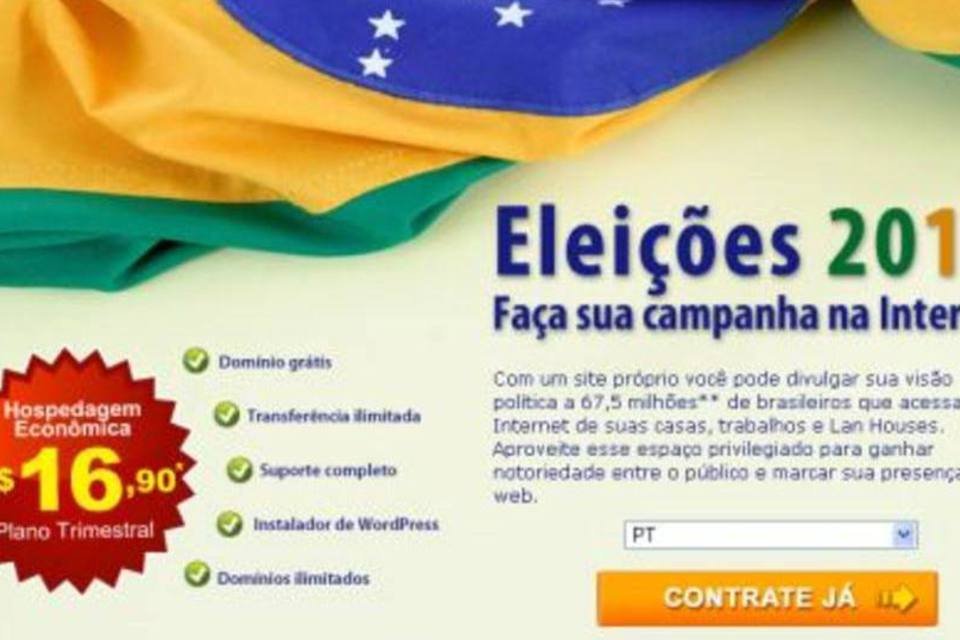 Empresas oferecem a candidatos sites prontos com temas de partidos