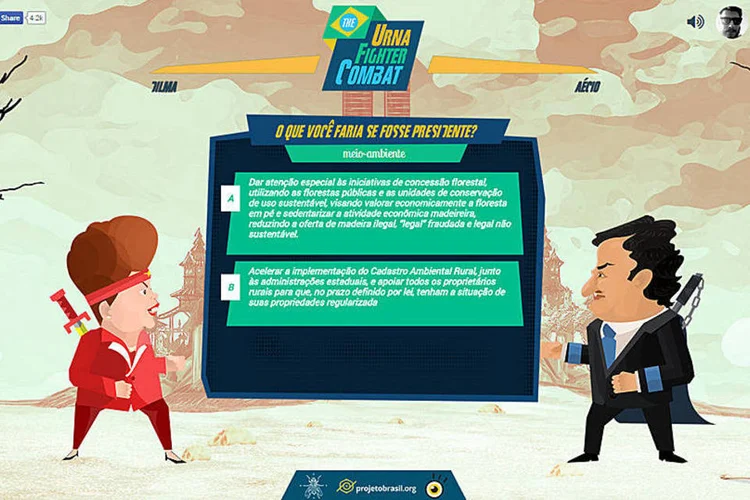 Urna Fighter Combat: Aécio lidera as análises por uma pequena vantagem (Reprodução)