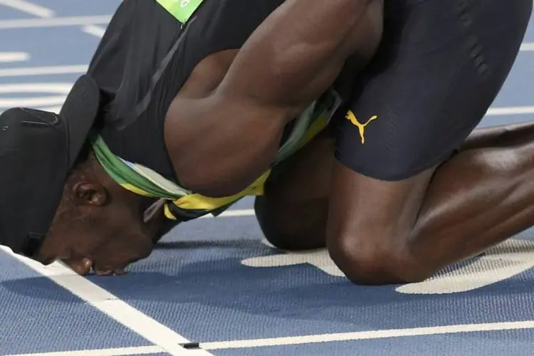 Usain Bolt: O jamaicano incluiu seu nome no grupo seleto dos maiores de todos os tempos (REUTERS/Phil Noble)