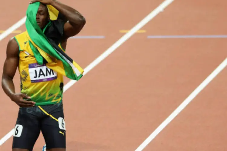 Usain Bolt comemora mais um ouro nos Jogos Olímpicos de Londres 2012 (Getty Images)