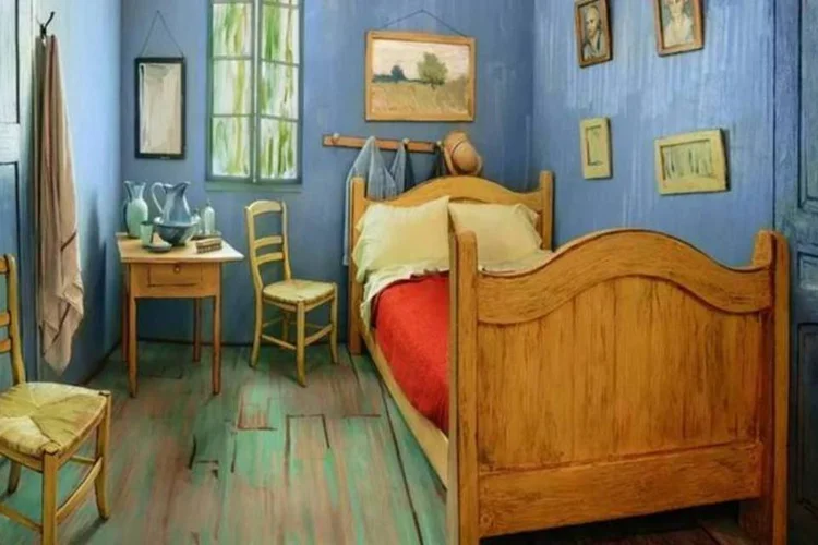 
	Quarto inspirado no quadro &quot;The Bedroom&quot;, de Vincent van Gogh: no an&uacute;ncio, a acomoda&ccedil;&atilde;o custa 10 d&oacute;lares, cerca de 40 reais a di&aacute;ria
 (Divulgação/airbnb)