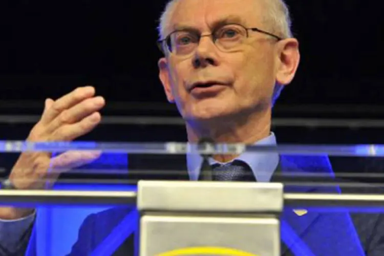 
	&quot;Os dep&oacute;sitos s&atilde;o garantidos na Europa, em qualquer lugar e qualquer tempo&quot;, afirmou Van Rompuy,
 (©AFP / Georges Gobet)