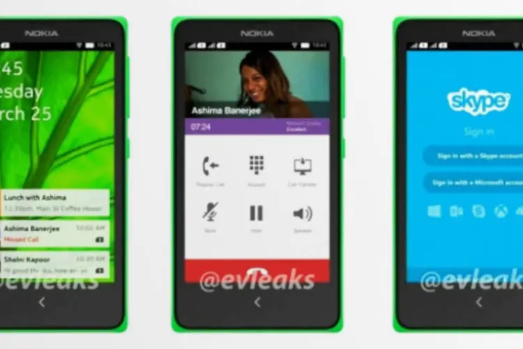 Android que seria usado pela Nokia: primeira foto mostra a tela de bloqueio, e é talvez a que melhor ressalte as diferenças do SO com interface da Nokia para ele em estado puro (Reprodução/Twitter)