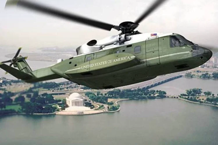 VH-92: o helicóptero presidencial sobrevoa Washington nesta montagem fotográfica (Divulgação)