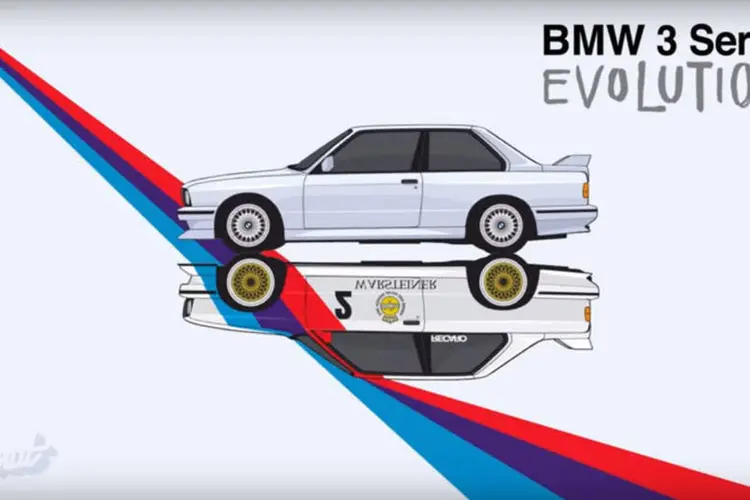 Vídeo conta evolução da BMW série 3: a animação mostra a evolução do visual do Série 3 ao longo de suas seis gerações (Reprodução/ Youtube)