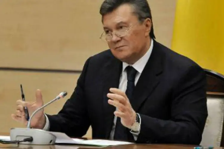 Viktor Yanukovich, presidente destituído da Ucrânia: ex-presidente está refugiado na Rússia desde que o Parlamento ucraniano o destituiu em 22 de fevereiro (Andrey Kronberg/AFP)