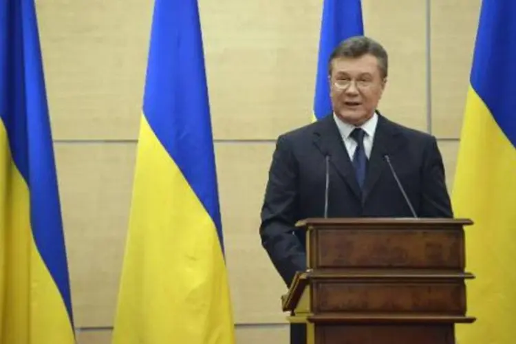 
	Ex-presidente da Ucr&acirc;nia Viktor Yanukovich: trata-se do mesmo tratado que o presidente ucraniano deposto se negou a assinar em 2013, desencadeando protestos que derrubaram seu governo
 (Alexander Nemenov/AFP)