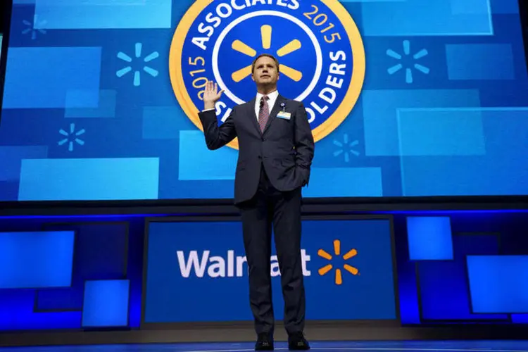 
	O CEO do Walmart Doug McMillon: analistas, em m&eacute;dia, esperavam lucro de 0,98 d&oacute;lar por a&ccedil;&atilde;o
 (Rick Wilking/REUTERS/Reuters)
