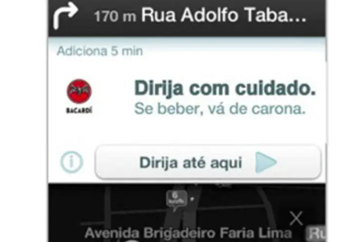 Aplicativo Waze: parceria com Bacardi para falar do consumo consciente de álcool (Divulgação)