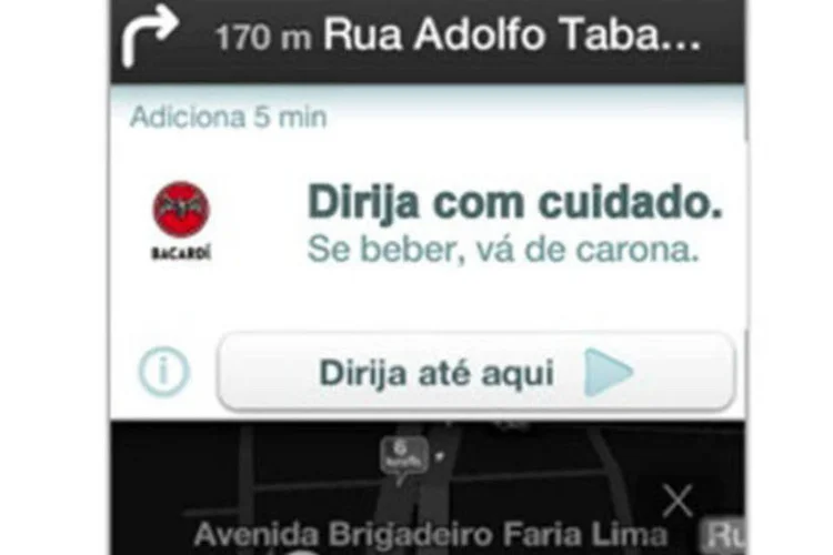 Aplicativo Waze: parceria com Bacardi para falar do consumo consciente de álcool (Divulgação)