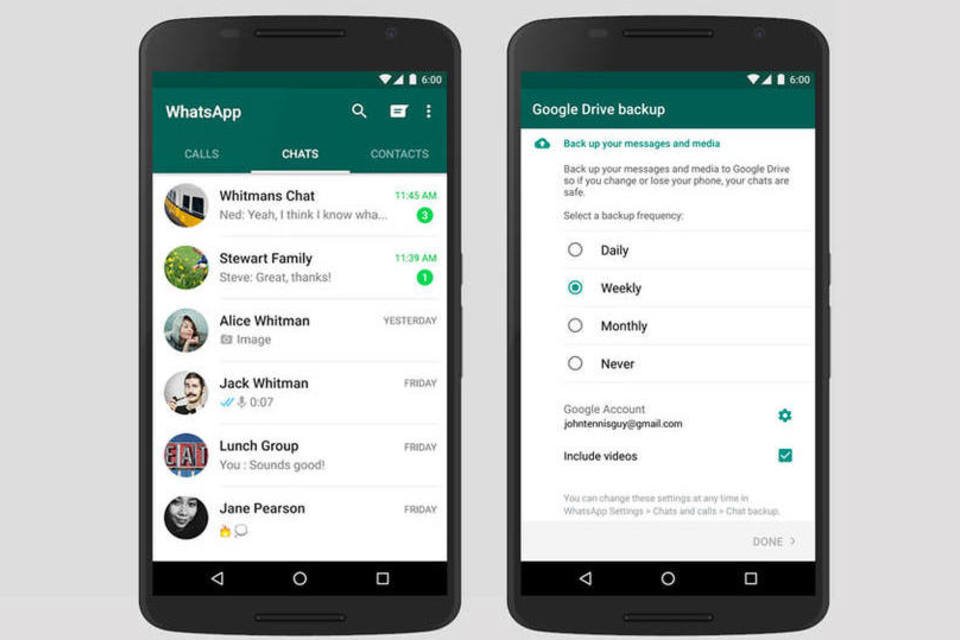 WhatsApp permitirá guardar histórico no Google Drive