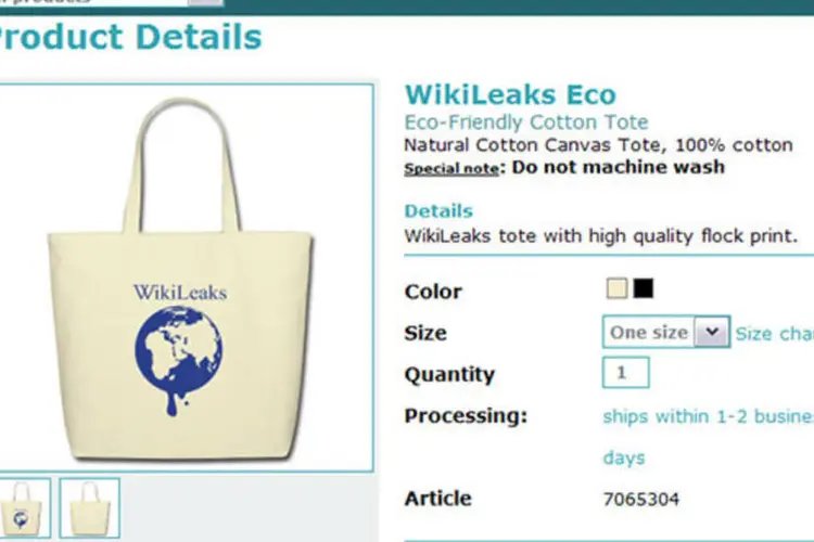 A loja do Wikileaks vende de camisetas a sacolas e capas para laptops (Reprodução)