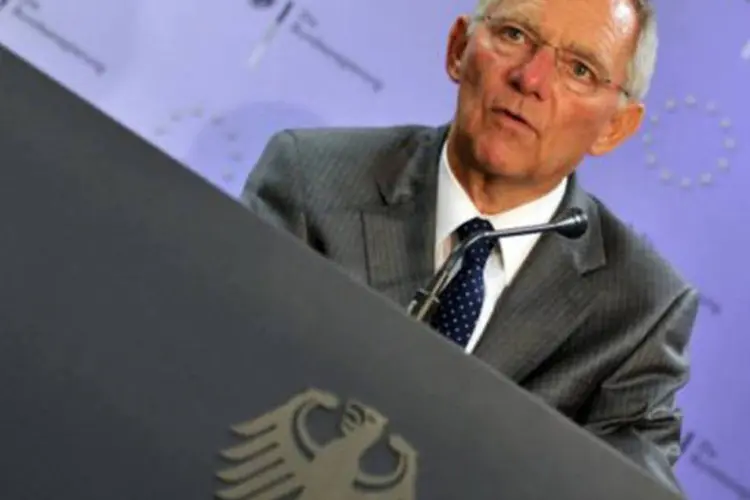 
	O ministro das Finan&ccedil;as, Wolfgang Sch&auml;uble: ele destacou os progressos realizados pela Gr&eacute;cia para enfrentar sua crise financeira e da d&iacute;vida
 (Georges Gobet/AFP)