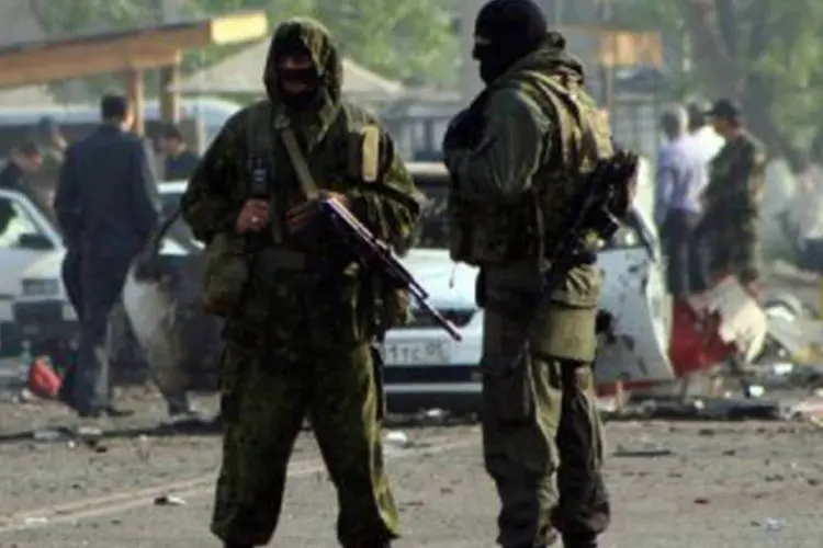 O local de duas explosões anteriores no Daguestão, na Rússia: a região é palco frequente de ações terroristas e confrontos armados entre as forças de segurança e a guerrilha islamita (Abdula Magomedov/AFP)