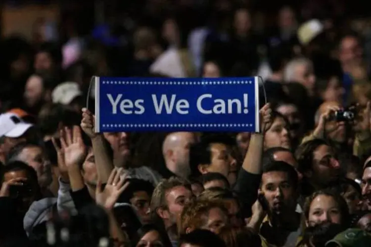 Eleitor de Obama com a faixa "Yes We Can": a disputa em 2012 será mais difícil (Getty Images)