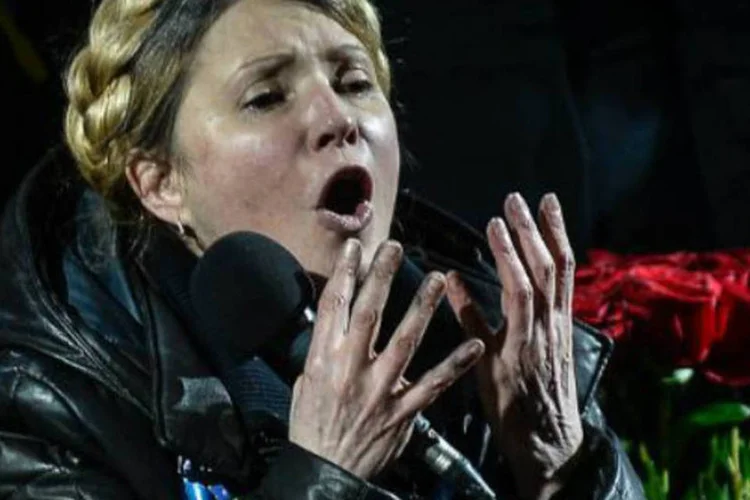 A líder opositora ucraniana Yulia Timoshenko: Timoshenko diz que espera que "da maldita Rússia não reste nem um campo queimado", de acordo com gravações (Bulent Kilic/AFP)