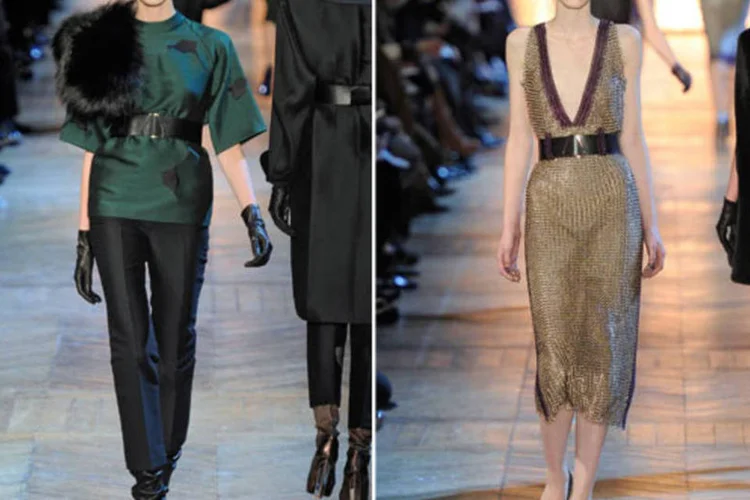 Yves Saint Laurent: peças clássicas e de alfaiataria trouxeram sensualidade às passarelas. (Getty Images)