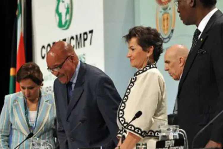 O presidente sul-africano Jacob Zuma (C) abriu a conferência de Durban sobre as mudanças climáticas, onde a informação foi divulgada (Alexander Joe/AFP)