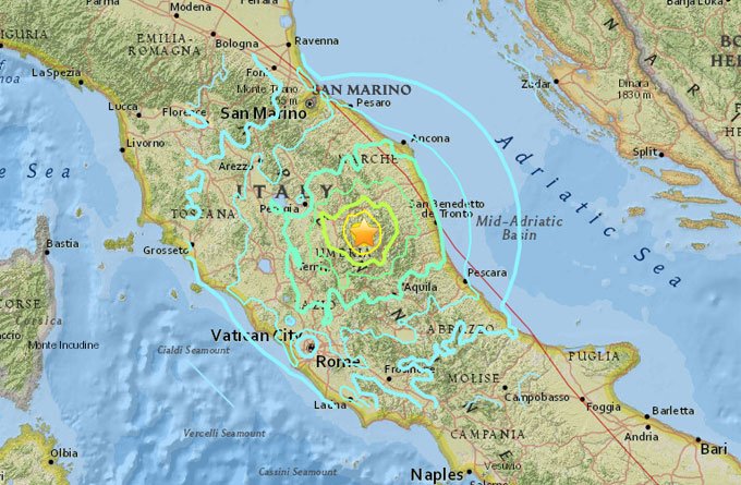 Terremoto de magnitude superior a 5 graus é sentido na Itália