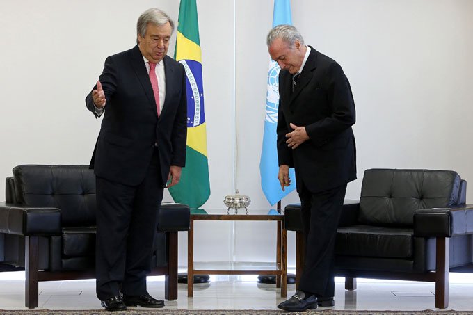 Brasil é exemplo de direitos humanos, diz Guterres a Temer