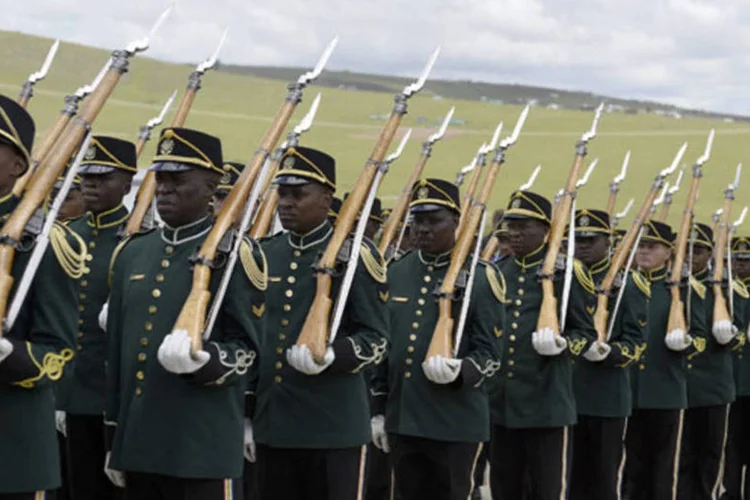 Guardas presidenciais fazem a escolta do caixão de Nelson Mandela  (REUTERS/Odd Andersen/Pool)