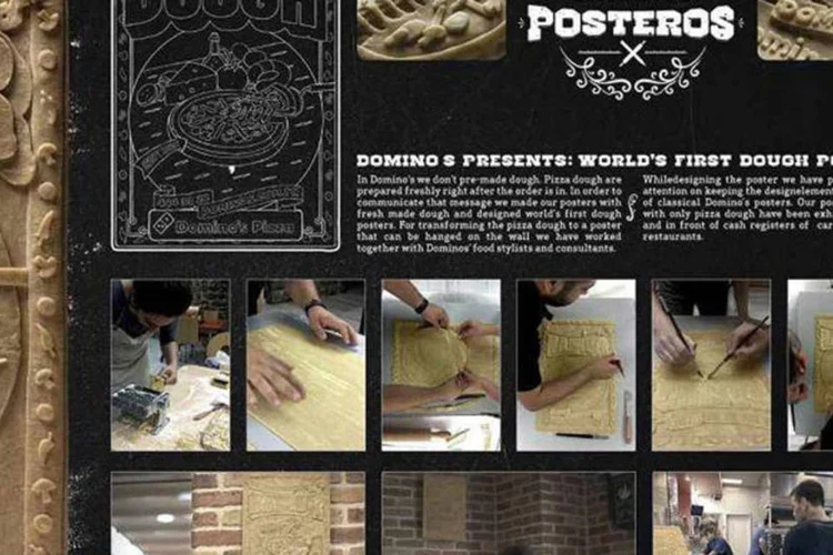 Domino's Pizza: marca criou cartazes feitos de massa, na Turquia
 (Reprodução)