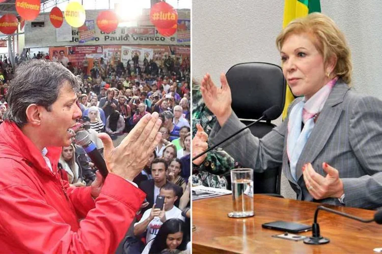 Os candidatos à prefeitura de São Paulo Fernando Haddad e Marta Suplicy (Instituto Lula/Agência Senado/Montagem de EXAME.com)