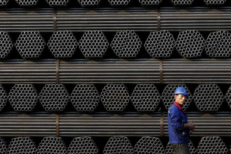 Aço: vergalhão de aço na bolsa de Xangai subiu 1,3 por cento, para 3.126 iuanes por tonelada, (Kim Kyung-hoon/Reuters)