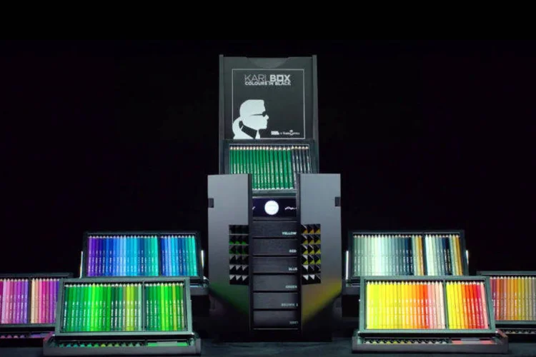 Kit de desenho lançado pela Faber-Castell e Karl Lagerfeld: unidades limitadas e preço de três mil dólares