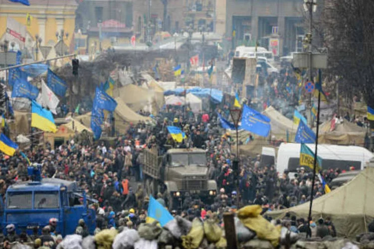 Manifestantes tomaram as ruas da capital Kiev  (Jeff J Mitchell / Getty Images)