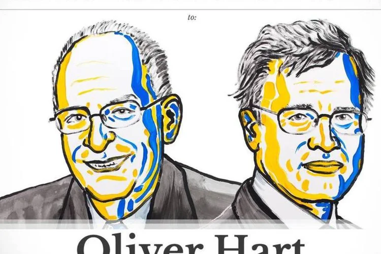 Oliver Hart e Bengt Holmström: ferramentas teóricas são "valiosas" para entender contratos e instituições da vida real (Reprodução/Twitter/NobelPrize)