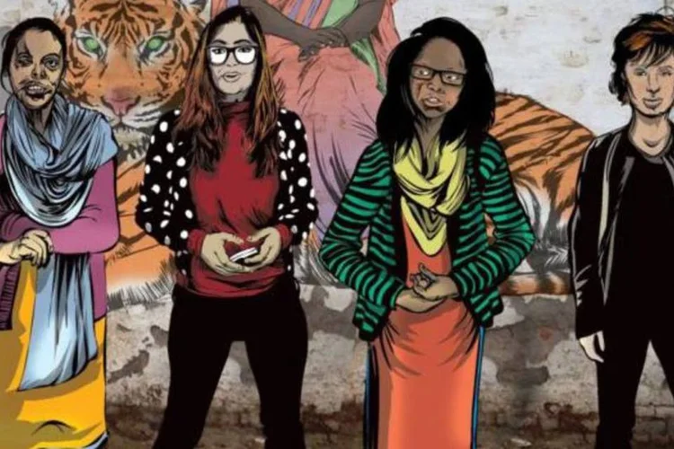 O Espelho de Priya: no quadrinho, Priya é uma vítima de estupro que se une a um grupo de sobreviventes de ataques com ácido para lutar contra um rei demônio (Divulgação)
