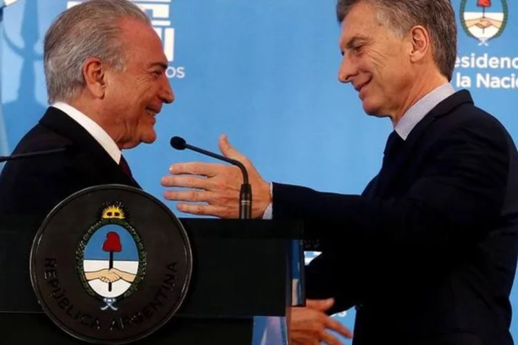 Temer e Macri: um dos setores fundamentais na relação entre os dois países é a indústria automotiva (Enrique Marcarian / Reuters)