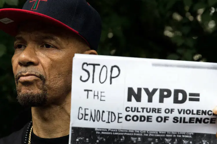 
	Protesto: a morte de homens negros por policiais provocou protestos em todos os EUA
 (Drew Angerer/Getty Images)