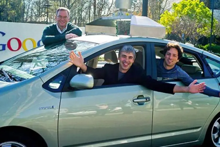 Eric Schmidt, Larry Page e Sergey Brin, do Google (Divulgação)