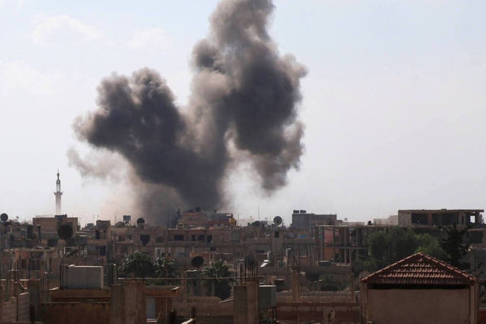Ataque: o OSDH relatou que o ataque teve como alvo uma sede do grupo Frente Fateh al-Sham (Alaa Al-Faqir / Reuters/Reuters)