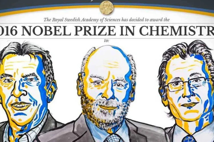 O trio que levou o Nobel de Química em 2016 (Reprodução/ Facebook/ Nobel Prize)