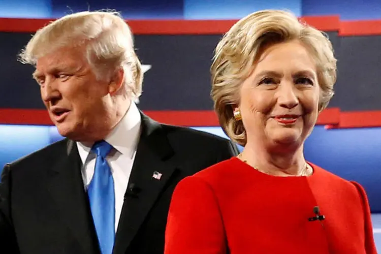 Donald Trump e Hillary Clinton durante o primeiro debate eleitoral (Jonathan Ernst/Reuters)