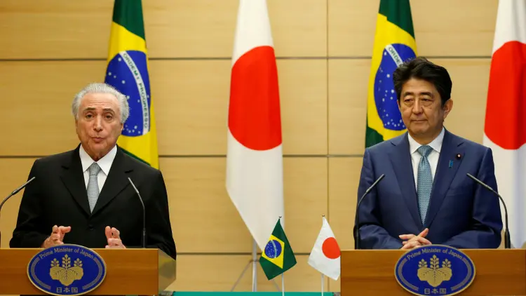 Temer e Shinzo Abe: "O Brasil é um mercado muito importante para as empresas japonesas" (Kim Kyung-Hoon/Reuters)