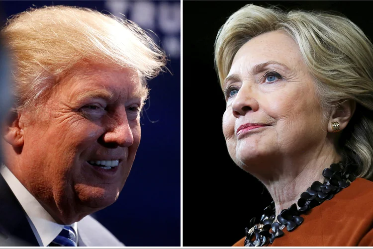 Trump e Hillary: as pesquisas divulgadas no último fim de semana antes da eleição mostraram a democrata à frente (Carlo Allegri/Carlos Barria/File Photos/Reuters)