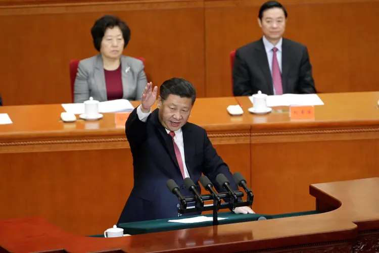 Xi Jinping: o presidente incluiu em seu discurso repetidas referências à "reunificação" (Jason Lee/Reuters)